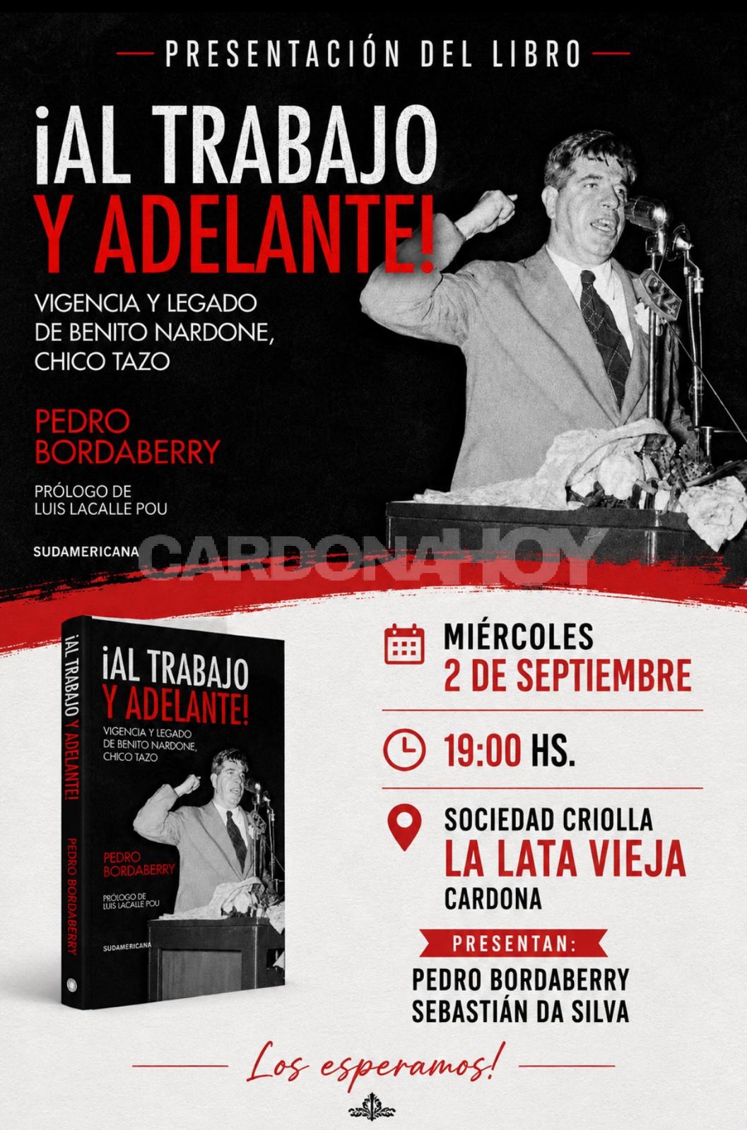 Pedro Bordaberry presentó en Cardona su libro sobre Benito Nardone ante una sala colmada — imagen 2